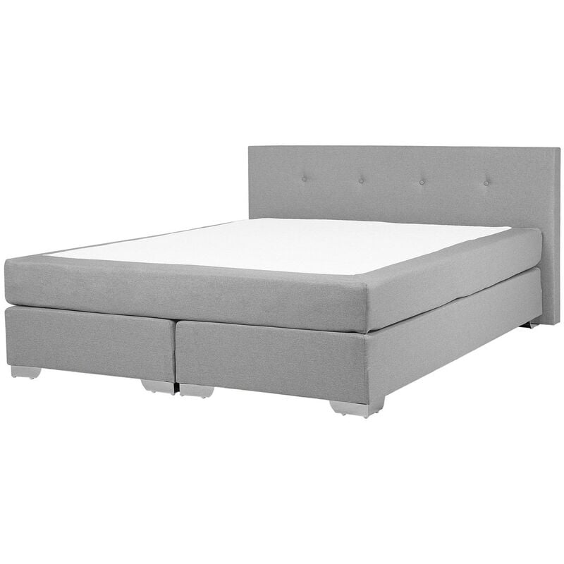

Beliani - Cama continental tapizada gris claro 160x200 cm CONSUL