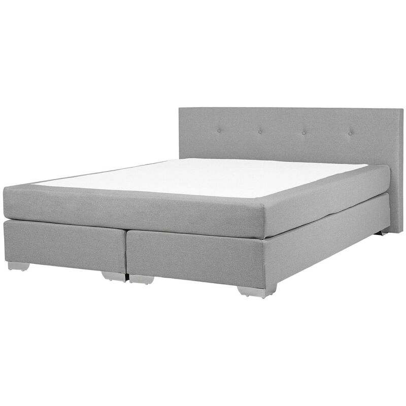 

Beliani - Cama continental tapizada gris claro 180x200 cm CONSUL