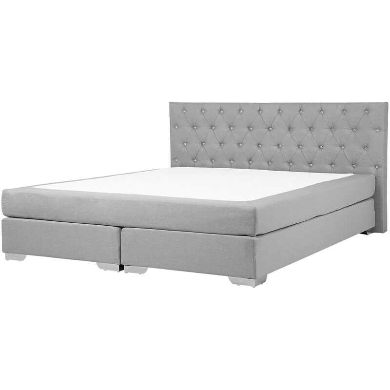 

Cama continental tapizada gris claro 180x200 cm DUCHESS