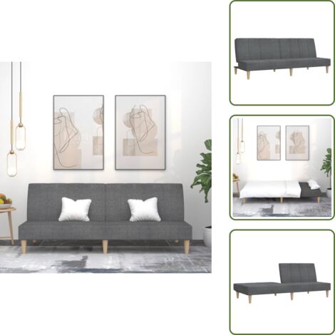 Cama de 2 plazas - vidaXL Sofá cama de 2 plazas tela gris claro - Sofá de madera