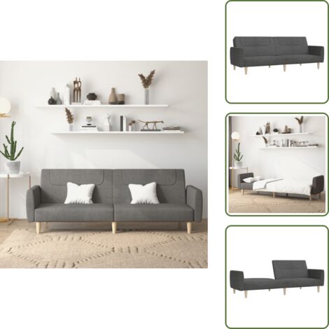 Cama de 2 plazas - vidaXL Sofá cama de 2 plazas tela gris oscuro - Sofá de madera