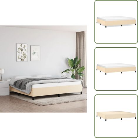 Cama de 200x200 cm - vidaXL Cama sin colchón tela color crema 200x200 cm - Cama de crema