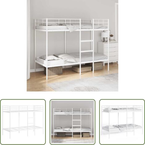Cama de acero -  Litera sin colchón acero blanco 90x190 cm