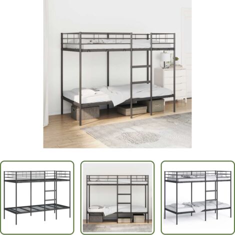 Cama de acero -  Litera sin colchón acero negro 100x190 cm