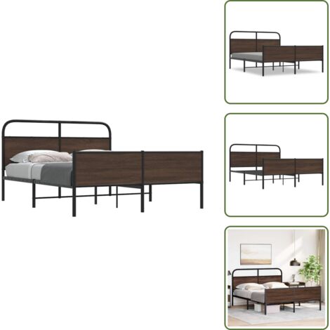 Cama de acero - vidaXL Estructura de cama sin colchón metal marrón roble 150x200 cm - Cama con cabecero