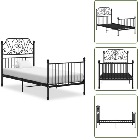 Cama de acero - vidaXL Estructura de cama sin colchón metal negro 100x200 cm - Cama de metal negro