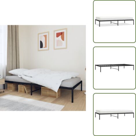 Cama de acero - vidaXL Estructura de cama sin colchón metal negro 107x203 cm - Cama con patas