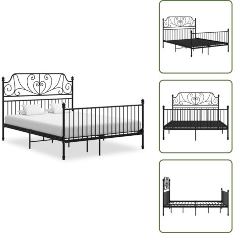 Cama de acero - vidaXL Estructura de cama sin colchón metal negro 160x200 cm - Cama de metal negro