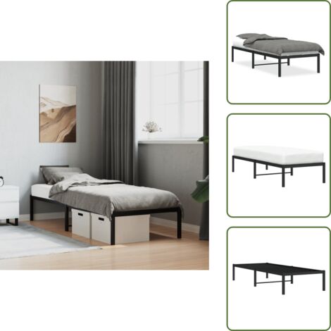 Cama de acero - vidaXL Estructura de cama sin colchón metal negro 75x190 cm - Cama con tubos cuadrados
