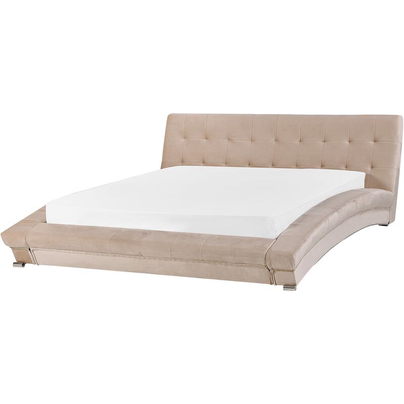 

Cama de agua de terciopelo beige 180 x 200 cm LILLE