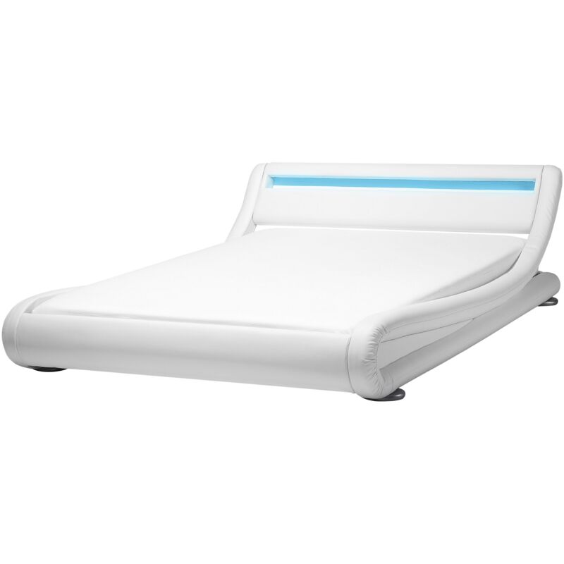 

Cama de agua LED blanca en piel sintética 180x200 cm AVIGNON