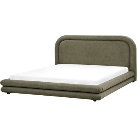 Cama de agua tapizada de tela con cabecero y somier muebles de dormitorio verde 180 x 200 cm Lavardens