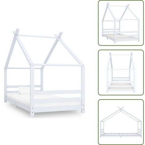 Cama de árbol - vidaXL Estructura de cama infantil madera maciza pino blanco 90x200 cm - Cama de juegos