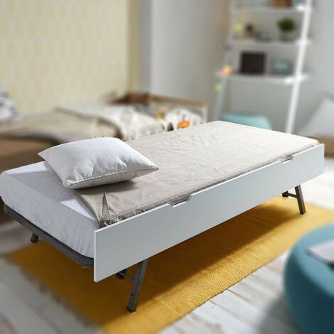 Cama de arrastre elevable Campanilla 90x190cm. Color blanco