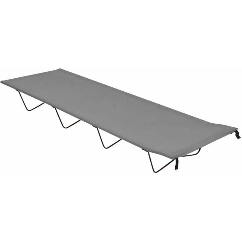

Cama de camping tela Oxford y acero gris 180x60x19 cm