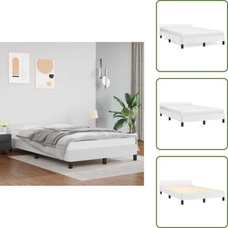 Cama de cuero sintético - vidaXL Estructura de cama con cabecero sin colchón blanco 120x200 cm - Cama con patas