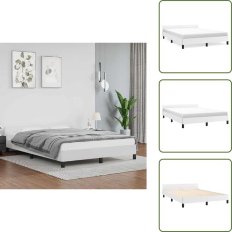Cama de cuero sintético - vidaXL Estructura de cama con cabecero sin colchón blanco 140x200 cm - Cama con patas