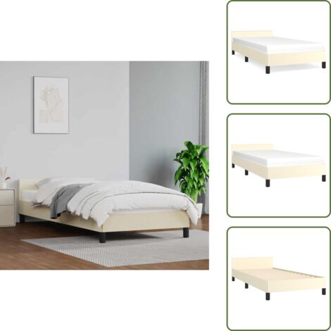 Cama de cuero sintético - vidaXL Estructura de cama con cabecero sin colchón crema 100x200 cm - Cama con patas