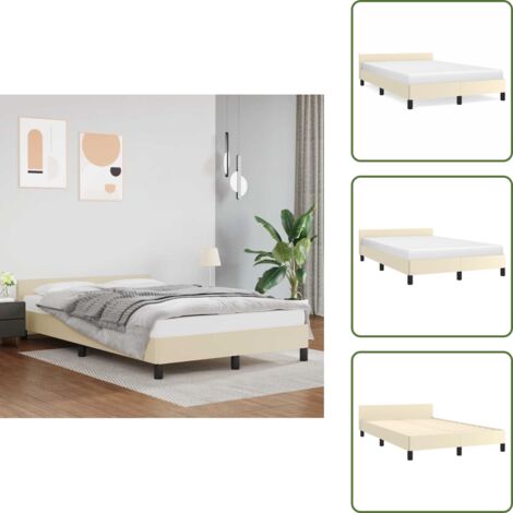 Cama de cuero sintético - vidaXL Estructura de cama con cabecero sin colchón crema 120x200 cm - Cama con patas
