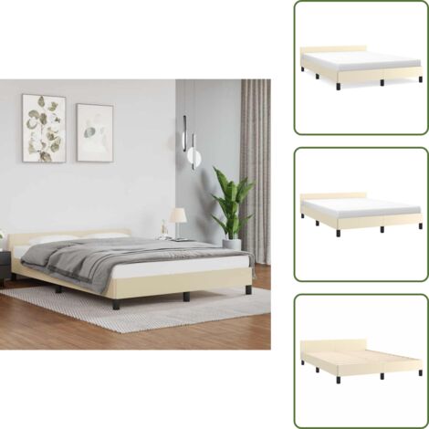 Cama de cuero sintético - vidaXL Estructura de cama con cabecero sin colchón crema 140x190 cm - Cama con patas