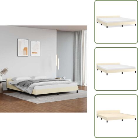 Cama de cuero sintético - vidaXL Estructura de cama con cabecero sin colchón crema 160x200 cm - Cama con patas