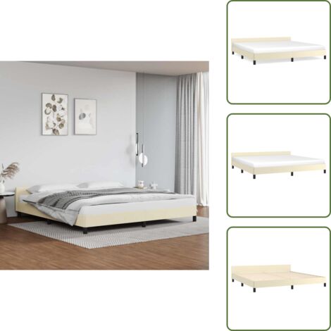 Cama de cuero sintético - vidaXL Estructura de cama con cabecero sin colchón crema 200x200 cm - Cama con patas