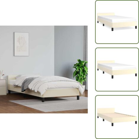 Cama de cuero sintético - vidaXL Estructura de cama con cabecero sin colchón crema 90x190 cm - Cama con patas