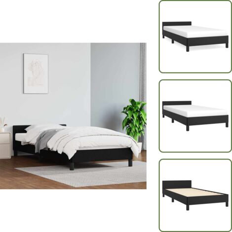 Cama de cuero sintético - vidaXL Estructura de cama con cabecero sin colchón negro 90x190 cm - Cama con patas