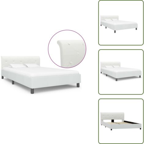 Cama de cuero sintético - vidaXL Estructura de cama sin colchón cuero sintético blanco 140x200cm - Cama de 140x200 cm