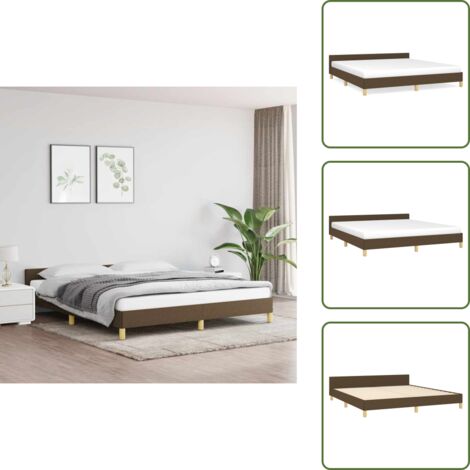 Cama de dormitorio - vidaXL Cama sin colchón de tela marrón oscuro 160x200 cm - Cama de madera contrachapada