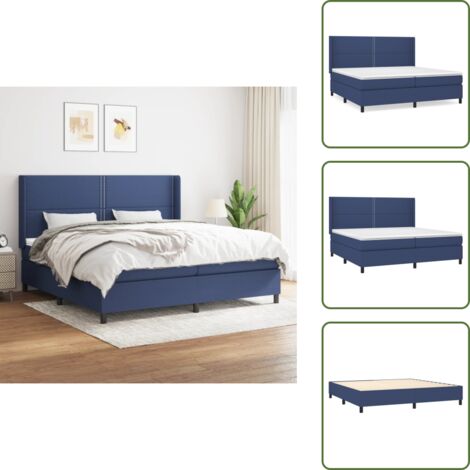Cama de espaldas - vidaXL Cama box spring con colchón tela azul 200x200 cm - Cama de boca abajo