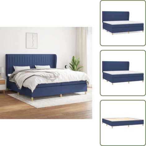 Cama de espaldas - vidaXL Cama box spring con colchón tela azul 200x200 cm - Cama de boca abajo
