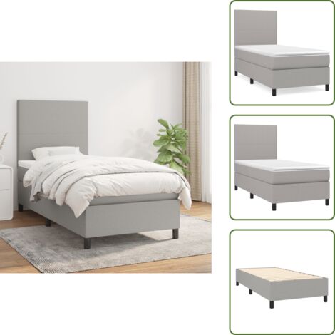 Cama de espaldas - vidaXL Cama box spring con colchón tela gris claro 100x200 cm - Cama de boca abajo