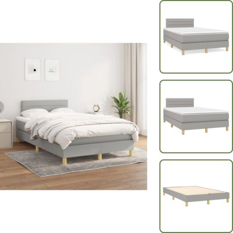 Cama de espaldas - vidaXL Cama box spring con colchón tela gris claro 120x200 cm - Cama de boca abajo