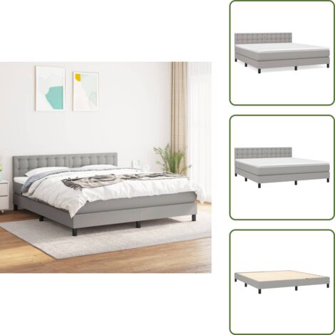 Cama de espaldas - vidaXL Cama box spring con colchón tela gris claro 180x200 cm - Cama de boca abajo