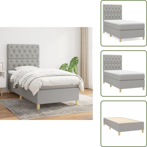 Cama de espaldas - vidaXL Cama box spring con colchón tela gris claro 80x200 cm - Cama de boca abajo
