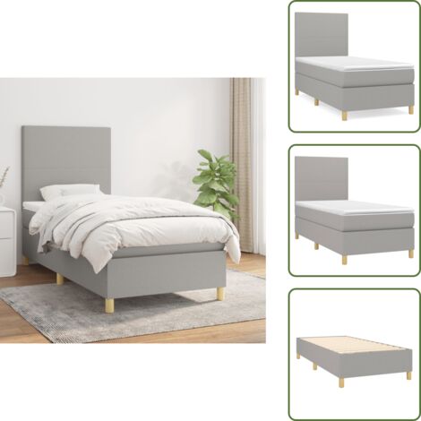 Cama de espaldas - vidaXL Cama box spring con colchón tela gris claro 80x200 cm - Cama de boca abajo