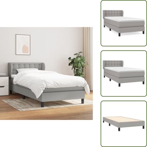 Cama de espaldas - vidaXL Cama box spring con colchón tela gris claro 90x190 cm - Cama de boca abajo