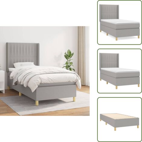 Cama de espaldas - vidaXL Cama box spring con colchón tela gris claro 90x200 cm - Cama de boca abajo