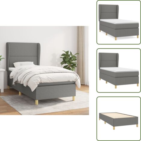 Cama de espaldas - vidaXL Cama box spring con colchón tela gris oscuro 100x200 cm - Cama de boca abajo