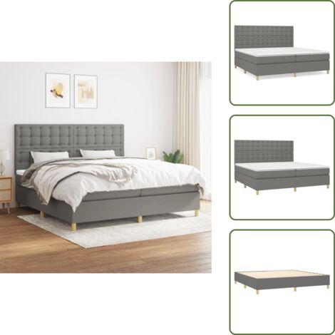Cama de espaldas - vidaXL Cama box spring con colchón tela gris oscuro 200x200 cm - Cama de boca abajo