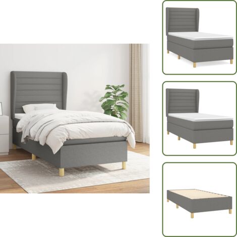 Cama de espaldas - vidaXL Cama box spring con colchón tela gris oscuro 80x200 cm - Cama de boca abajo