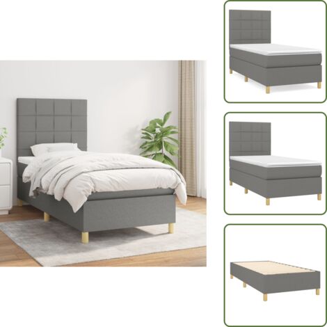 Cama de espaldas - vidaXL Cama box spring con colchón tela gris oscuro 80x200 cm - Cama de boca abajo