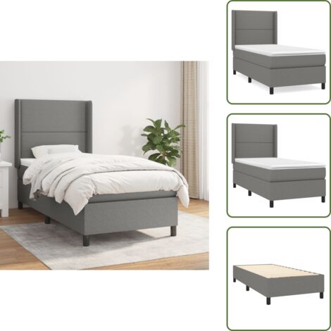 Cama de espaldas - vidaXL Cama box spring con colchón tela gris oscuro 90x190 cm - Cama de boca abajo