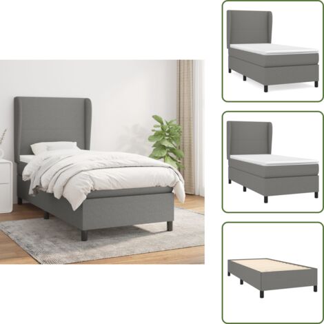 Cama de espaldas - vidaXL Cama box spring con colchón tela gris oscuro 90x190 cm - Cama de boca abajo