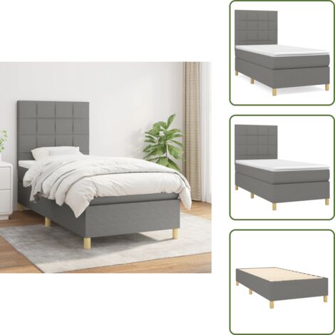 Cama de espaldas - vidaXL Cama box spring con colchón tela gris oscuro 90x190 cm - Cama de boca abajo