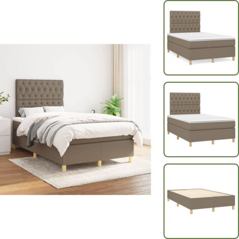 Cama de espaldas - vidaXL Cama box spring con colchón tela gris taupe 120x200 cm - Cama de boca abajo