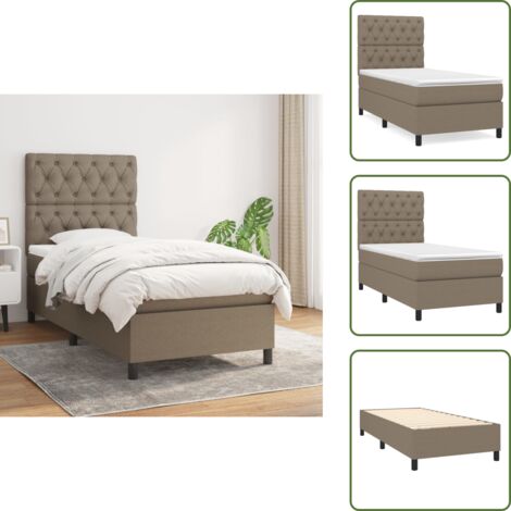 Cama de espaldas - vidaXL Cama box spring con colchón tela gris taupe 80x200 cm - Cama de boca abajo