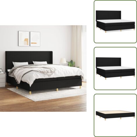 Cama de espaldas - vidaXL Cama box spring con colchón tela negro 200x200 cm - Cama de boca abajo