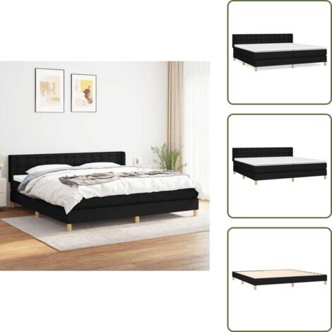 Cama de espaldas - vidaXL Cama box spring con colchón tela negro 200x200 cm - Cama de boca abajo